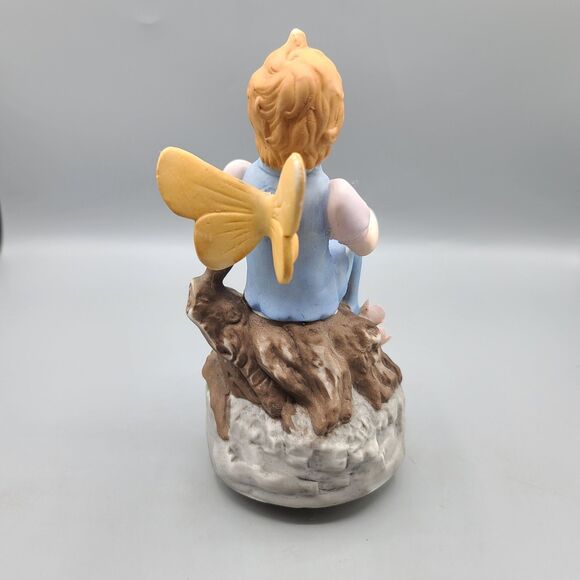 Mann Ceramic Fairy Sitting On A Tree Music Box 1982 Twaian - Picture 2 of 12